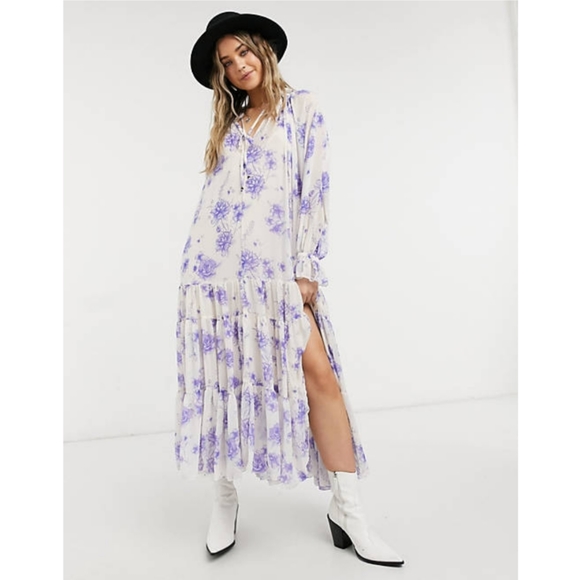 Free People Dresses & Skirts - Free People Feeling Groovy Floral Maxi Dress in Vintage Ivory